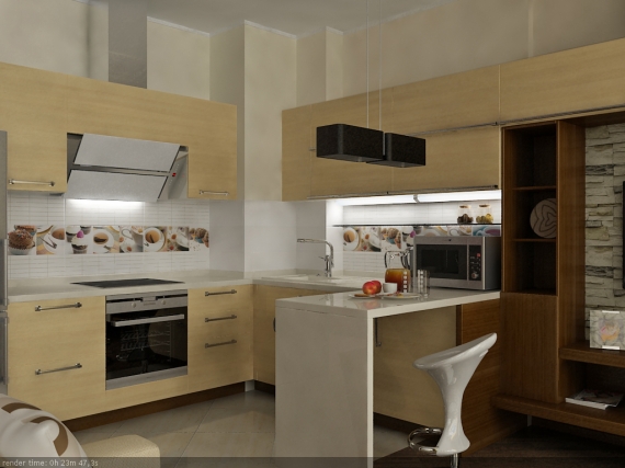 Дизайн кухонной зоны в комнате-студии