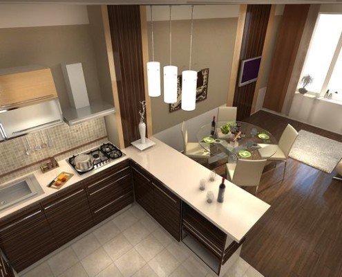 Дизайн кухни гостиной