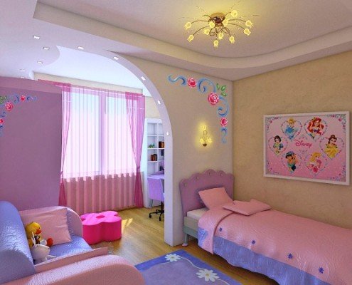 Интерьер детской комнаты для двух девочек